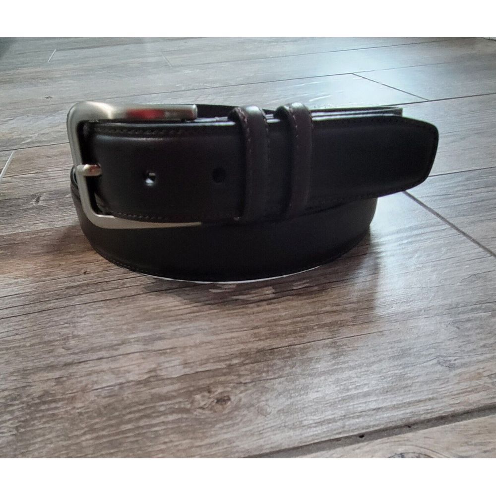 Leather Belt Classic‎ Dress Casual Work Silver Buckle Brown
